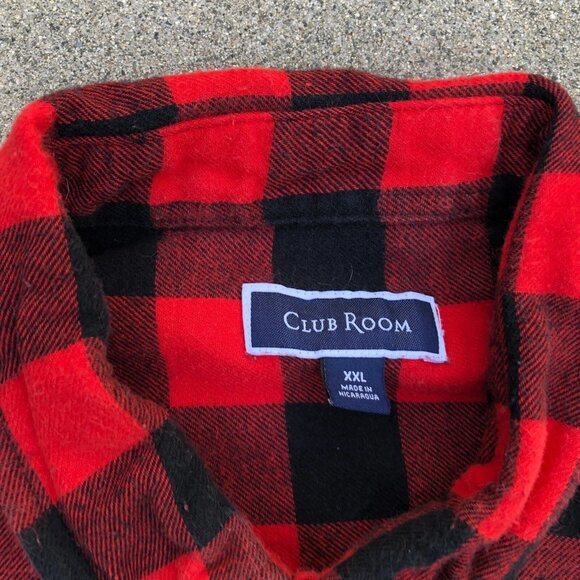 CLUB ROOM Lumberjack Flannel Shirt 2XL Men's Red Long Sleeve Button Down Top - Picture 4 of 7